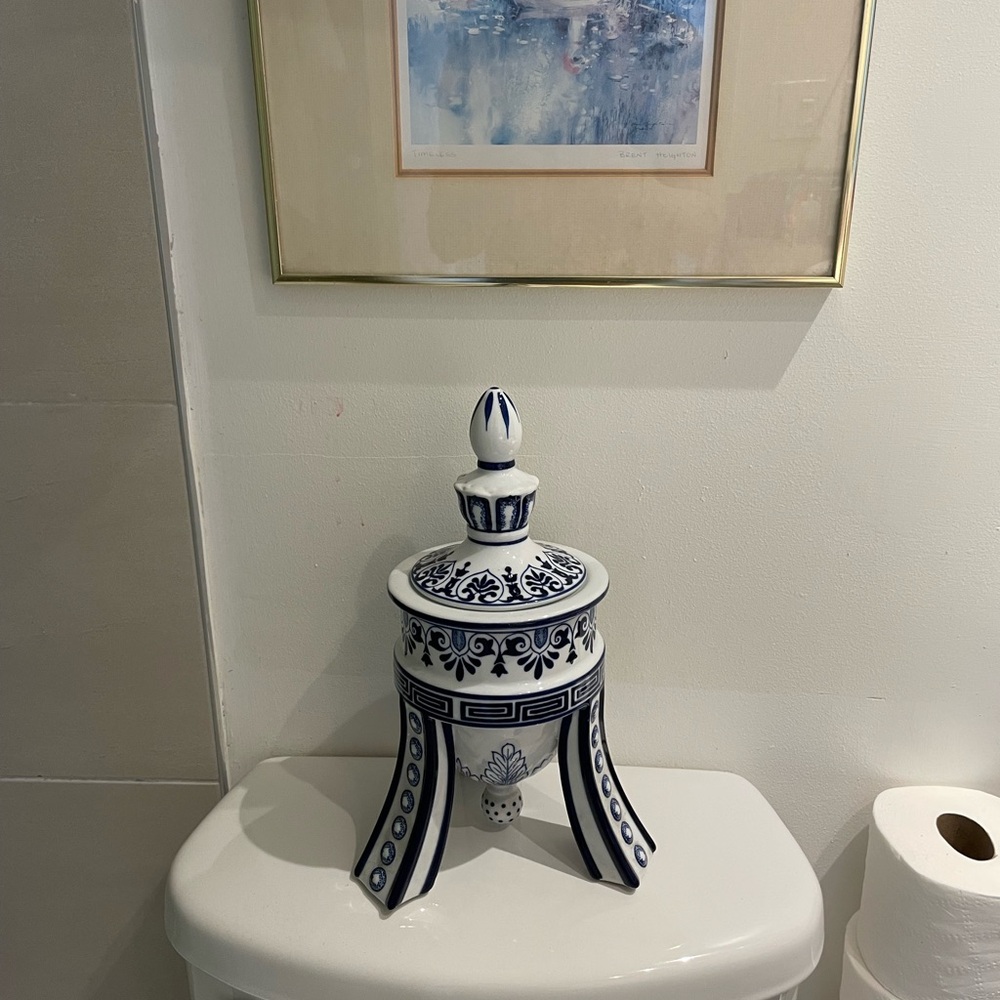 Blue and White Ceramic Art Ginger Jar